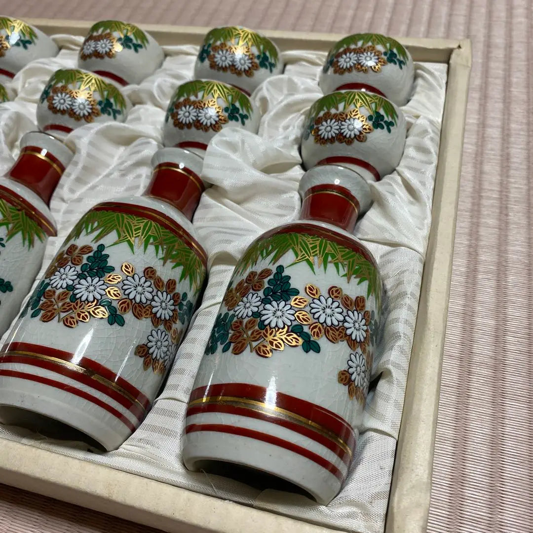 [Unused] Miizumi Kutani ware, Miizumi Tokri cup, sake cup set, chrysanthemum bamboo