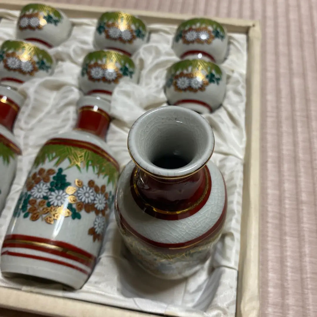 [Unused] Miizumi Kutani ware, Miizumi Tokri cup, sake cup set, chrysanthemum bamboo