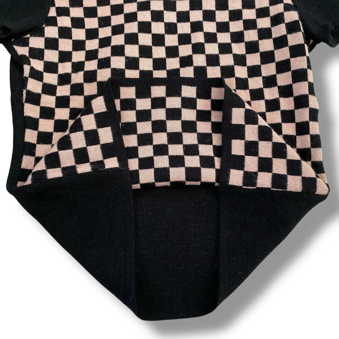 Dear Princess Lattice Pattern Angora Blend Short Sleeve Knit [S] Black x Pink