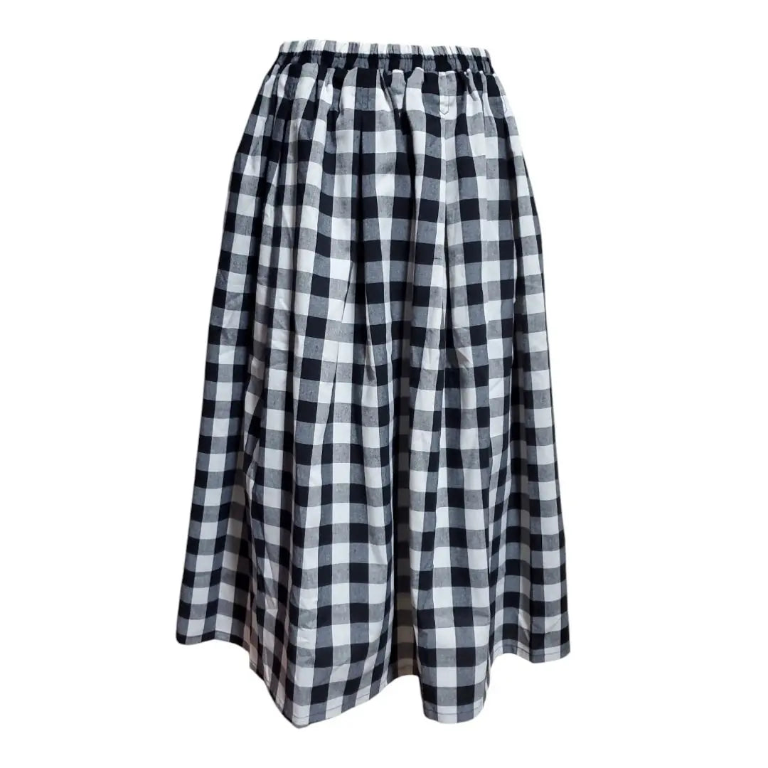 ☆Skirt ☆Gingham check ☆Full elastic waist ☆Tuck ☆Lining ☆