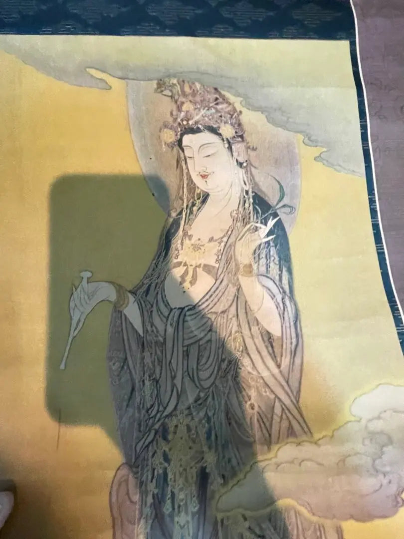 Early Showa era [Kano Yoshigashi, Sad Mother Kannon] Rare Kunio Antique Japanese Hanging Scroll Antique Chinese Artwork