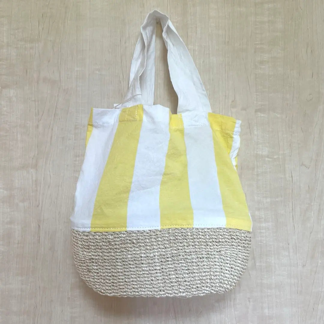 [Nuevo y sin usar] Nakagawa Masashichi Shoten Shimashima Abaca Bag Basket Tote Bag Amarillo