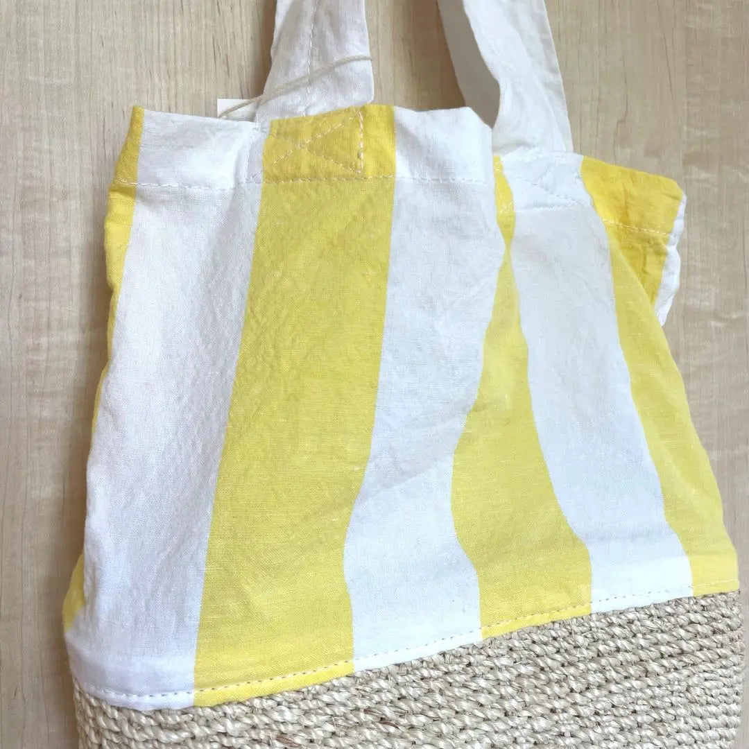 [Nuevo y sin usar] Nakagawa Masashichi Shoten Shimashima Abaca Bag Basket Tote Bag Amarillo