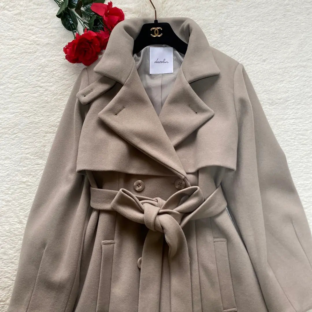 Dazzlin ♡ 2WAY color lady coat with belt, brown, size S