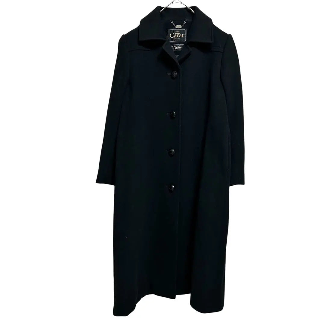 Carat Cashmere Long Coat Black 100% Wool Size 9