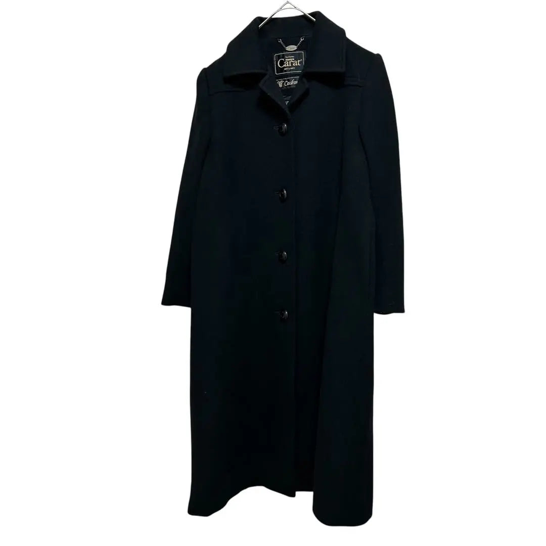 Carat Cashmere Long Coat Black 100% Wool Size 9