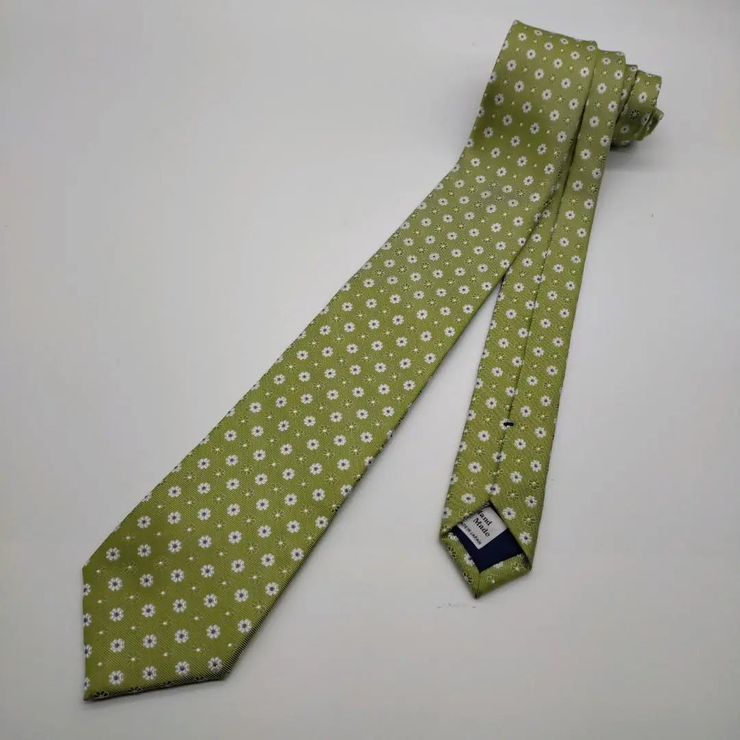 Belleza Fairfax Corbata FAIRFAX Amarillo Verde Komon patrón hecho a mano | 美品 フェアファクス ネクタイ fairfax 黄緑 小紋柄 ハンドメイド