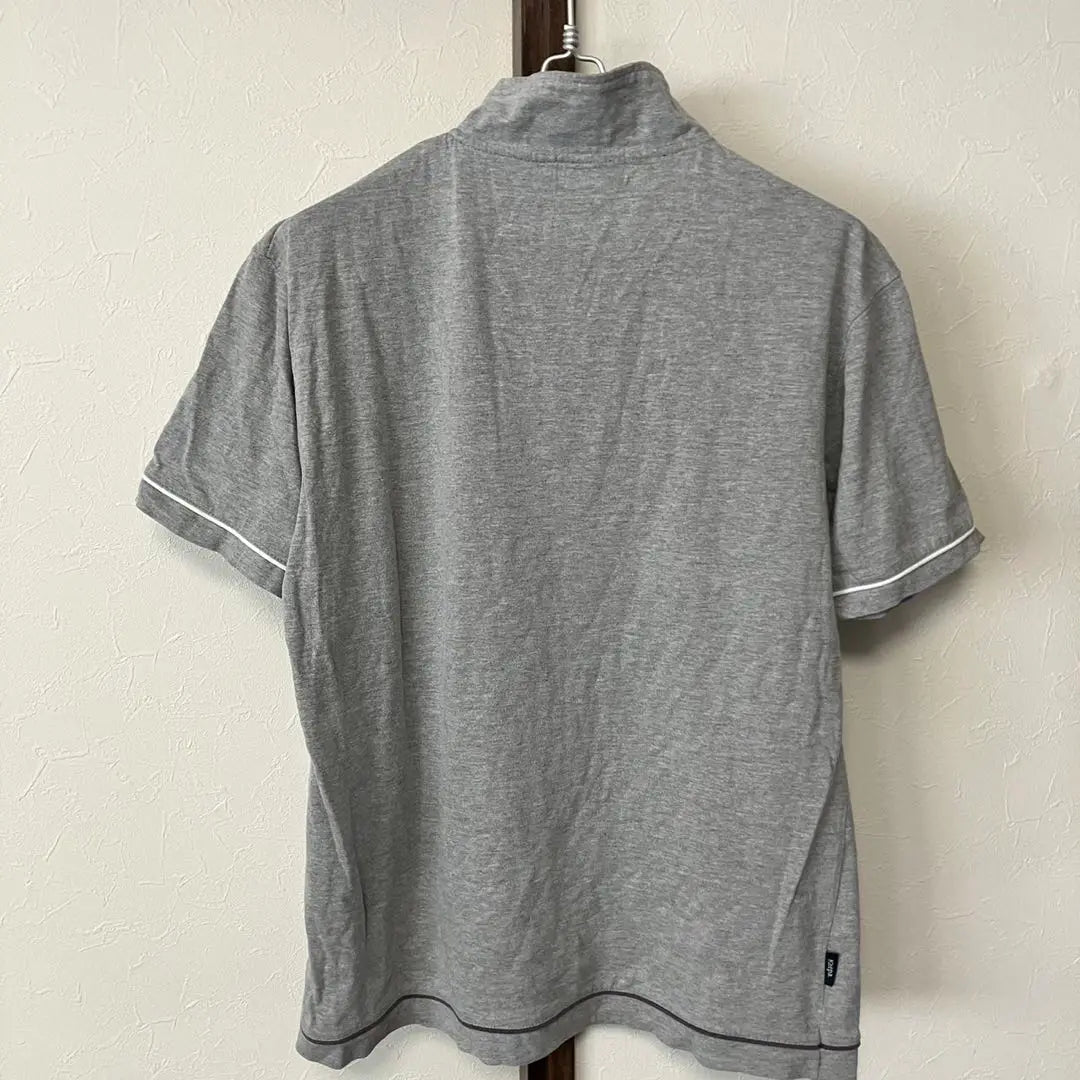 Polo de hombre Kaepa con corte y costura, media cremallera, gris, talla L