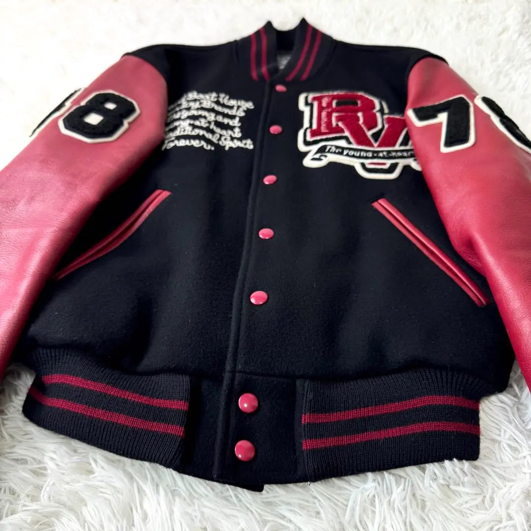 [Super rare, super beautiful] VAN JACKET Staff jacket navy x red leather sleeves size 2