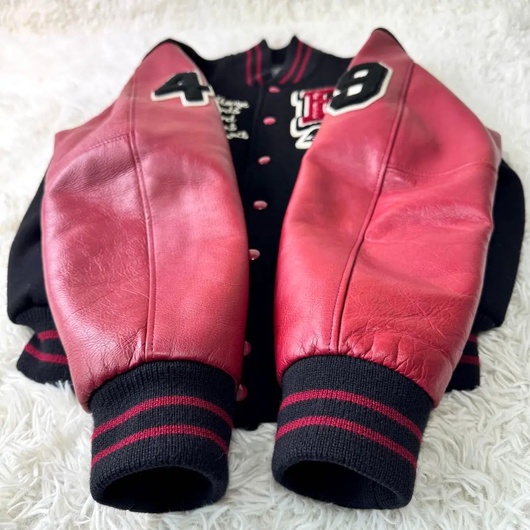 [Super rare, super beautiful] VAN JACKET Staff jacket navy x red leather sleeves size 2