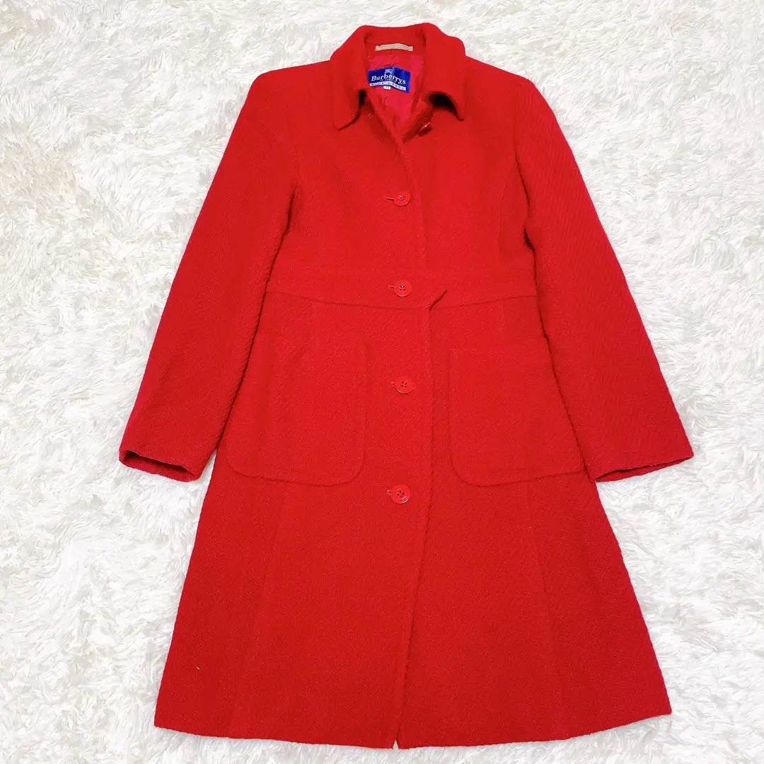 Burberry Blue Label Long Coat Wool Red Plain 38