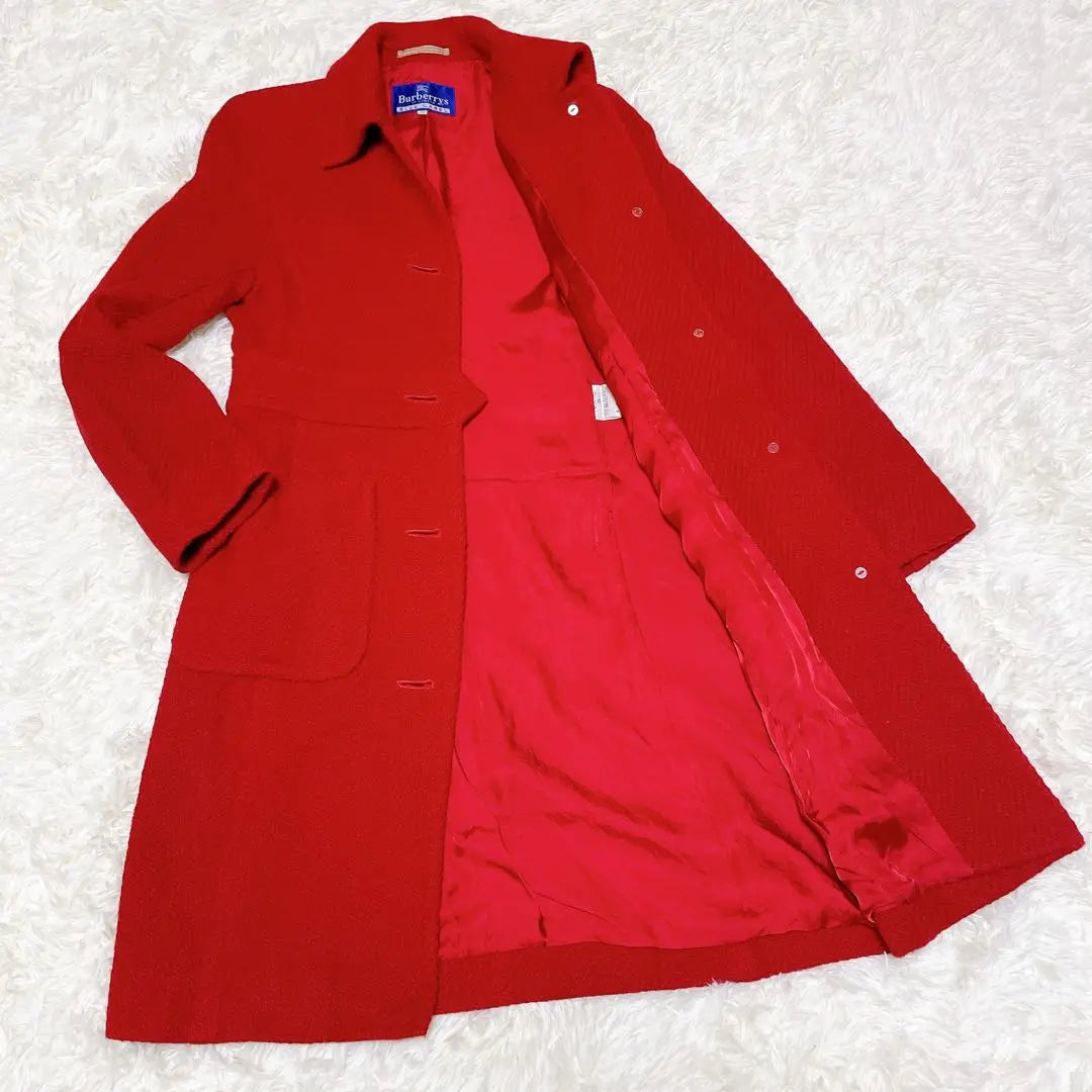 Abrigo largo Burberry Blue Label de lana rojo liso talla 38