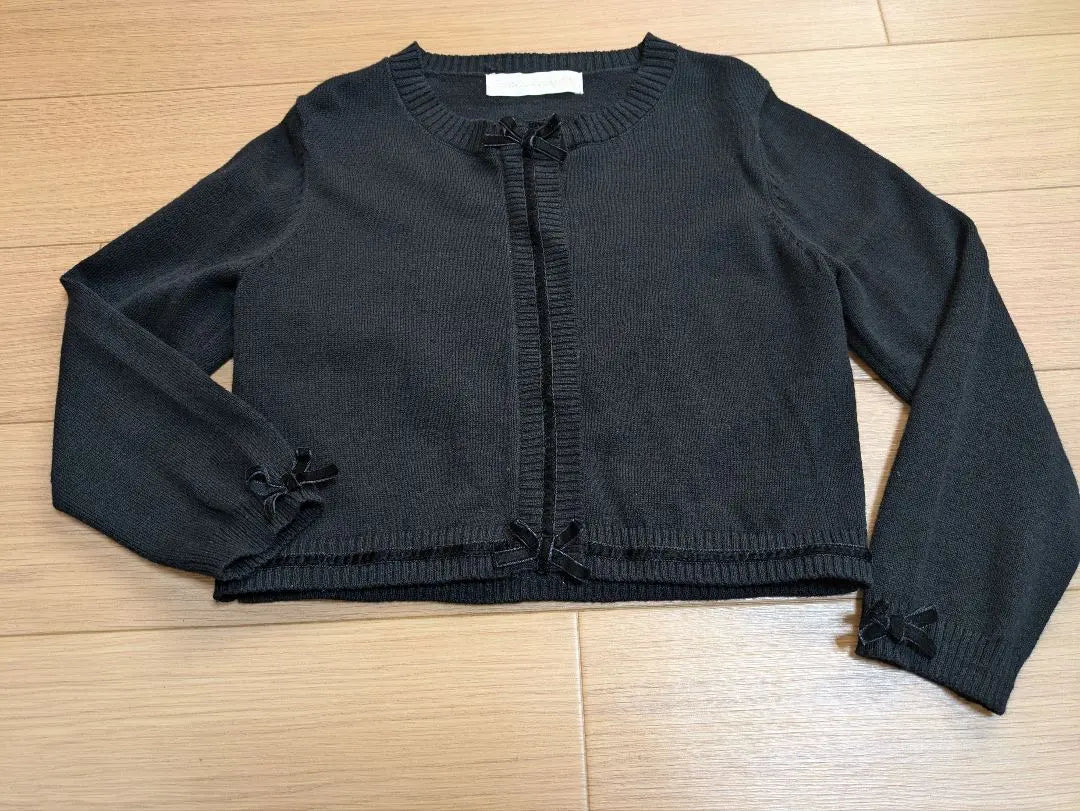 ☆Catherine Cottage! Black cardigan! 110 ribbon velvet