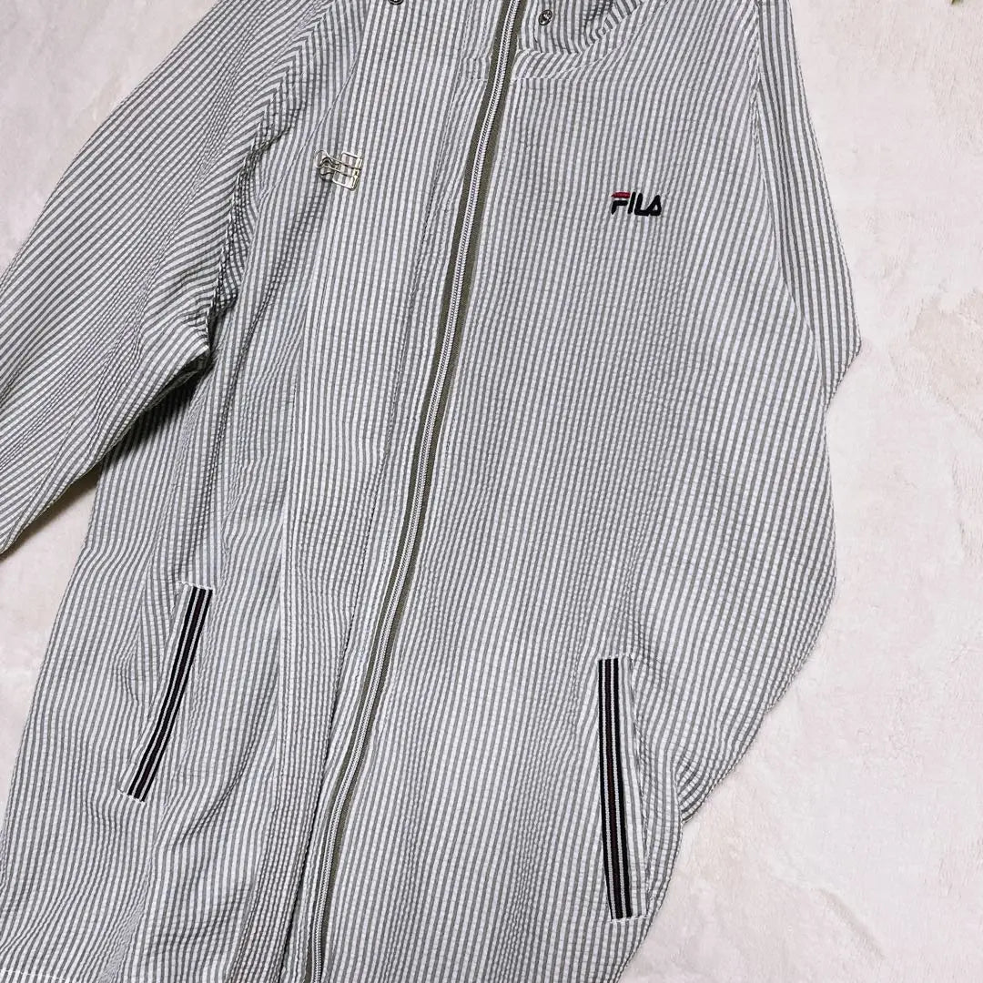 a214 [FILA] Beautiful striped hoodie with hood