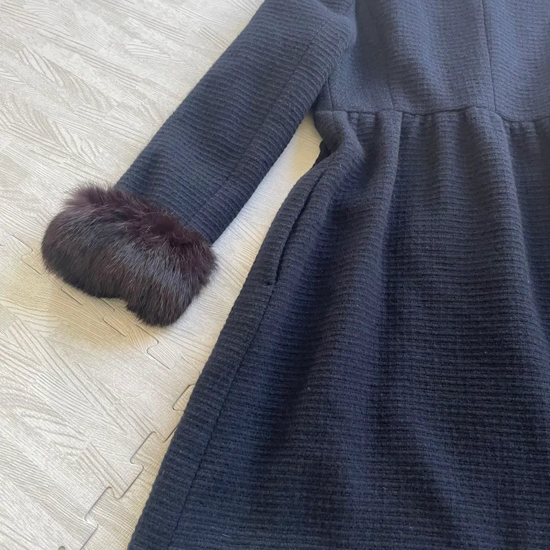 IENA Outerwear Wool Collarless Coat Angola Blend Rabbit Fur