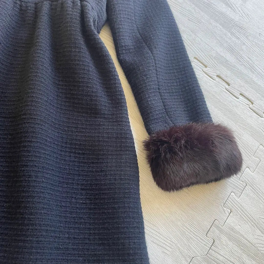 IENA Outerwear Wool Collarless Coat Angola Blend Rabbit Fur