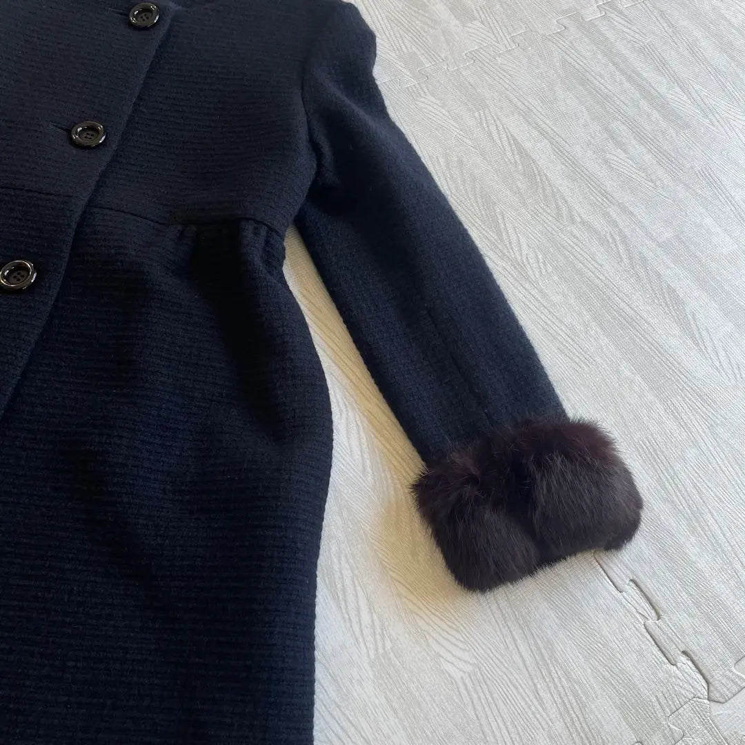 IENA Outerwear Wool Collarless Coat Angola Blend Rabbit Fur