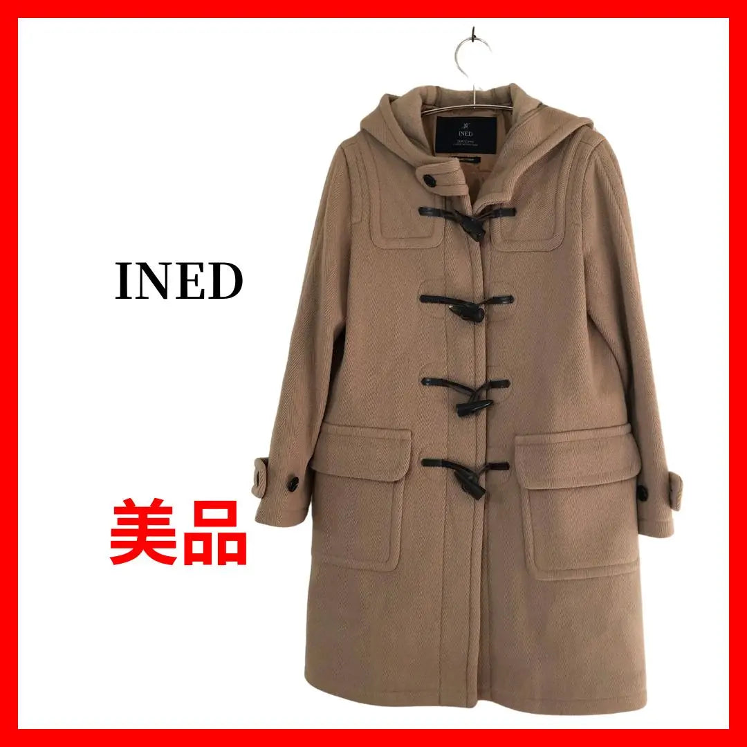 Good condition INED Duffle coat Herringbone Beige Winter B1417