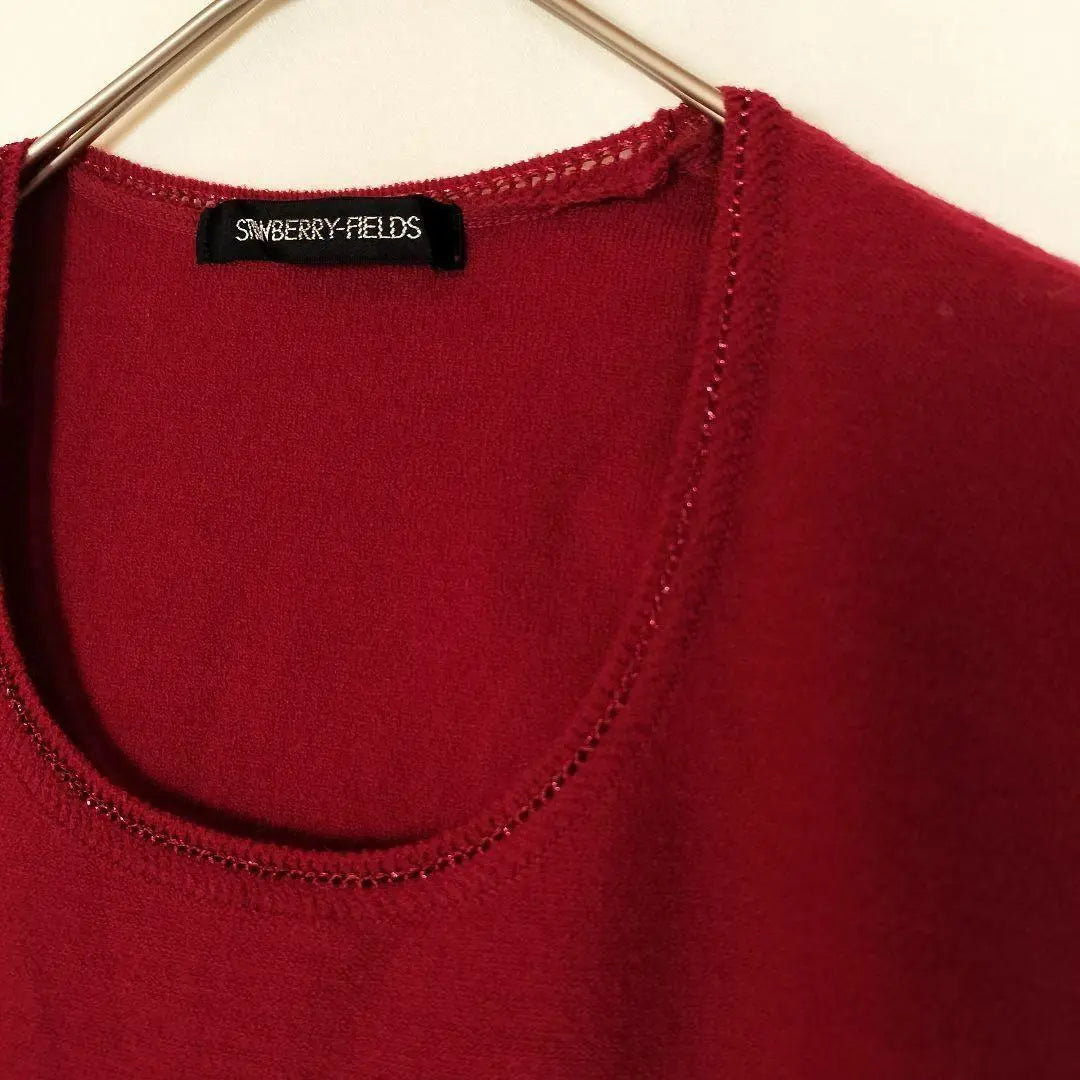 b10132 [Strawberry Fields] Short sleeve knit F red Bordeaux U-neck