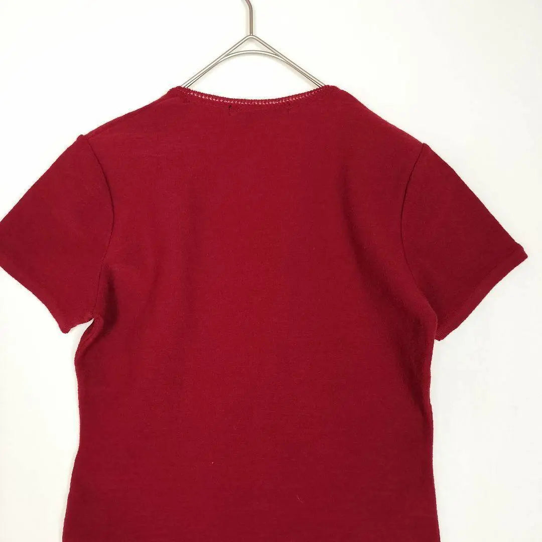 b10132 [Strawberry Fields] Short sleeve knit F red Bordeaux U-neck