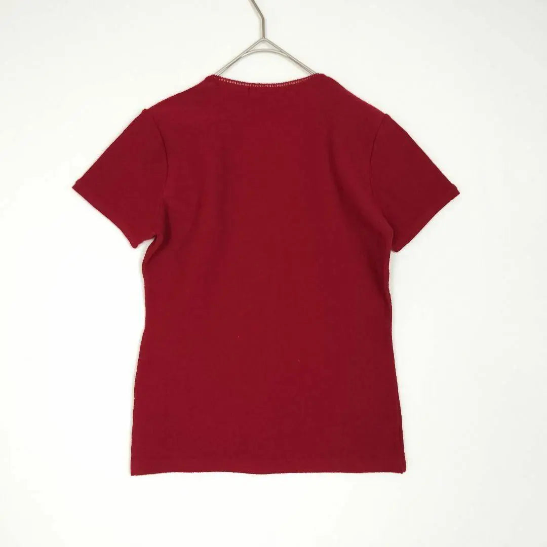 b10132 [Strawberry Fields] Short sleeve knit F red Bordeaux U-neck