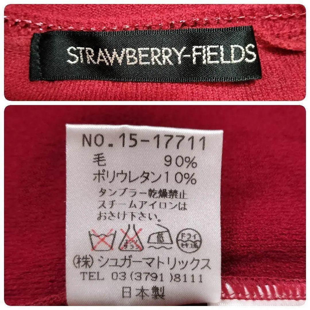 b10132 [Strawberry Fields] Jersey de punto de manga corta F rojo burdeos escote en U