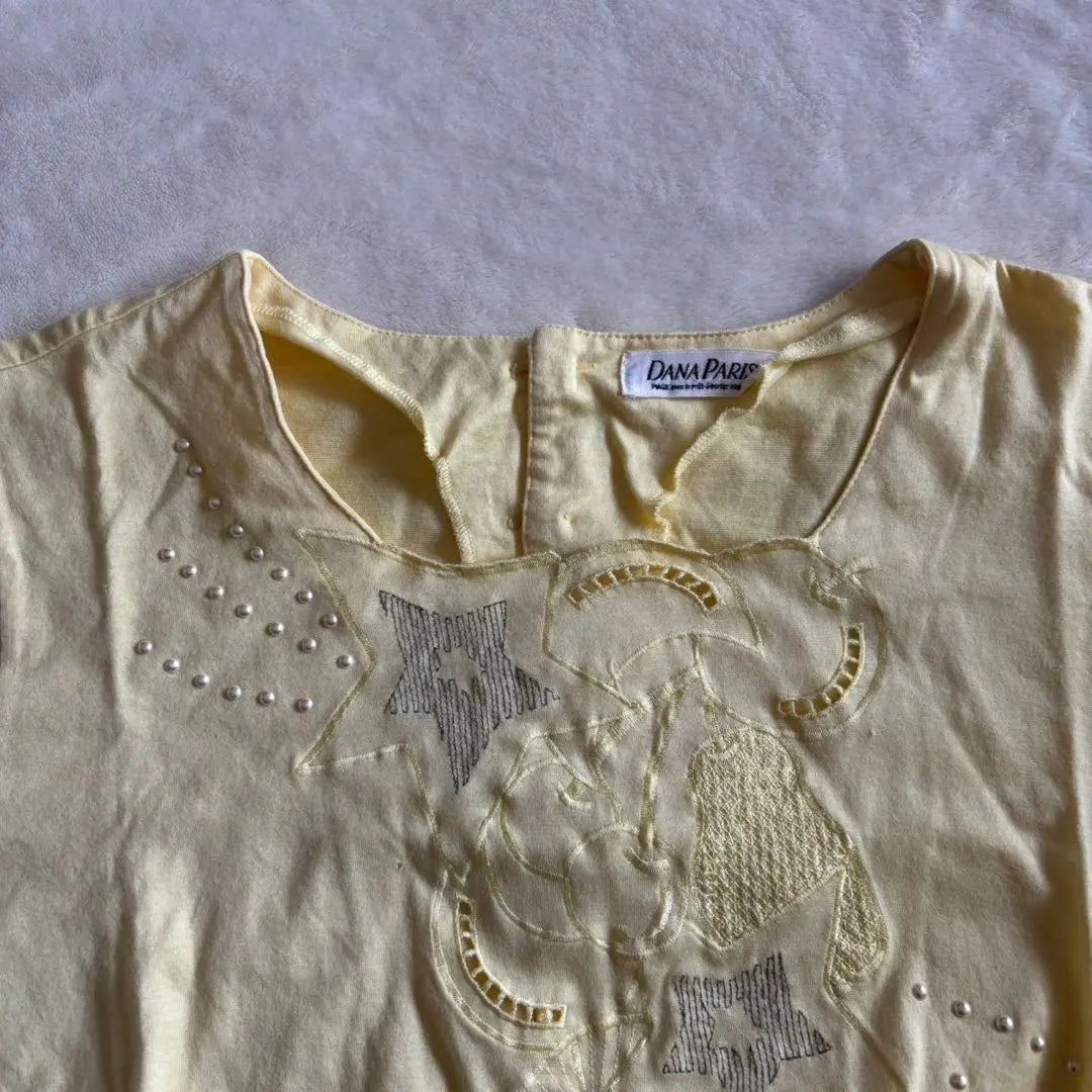 DANAPARIS Beautiful condition T-shirt Puff sleeve Star Glitter Pearl Stylish 3