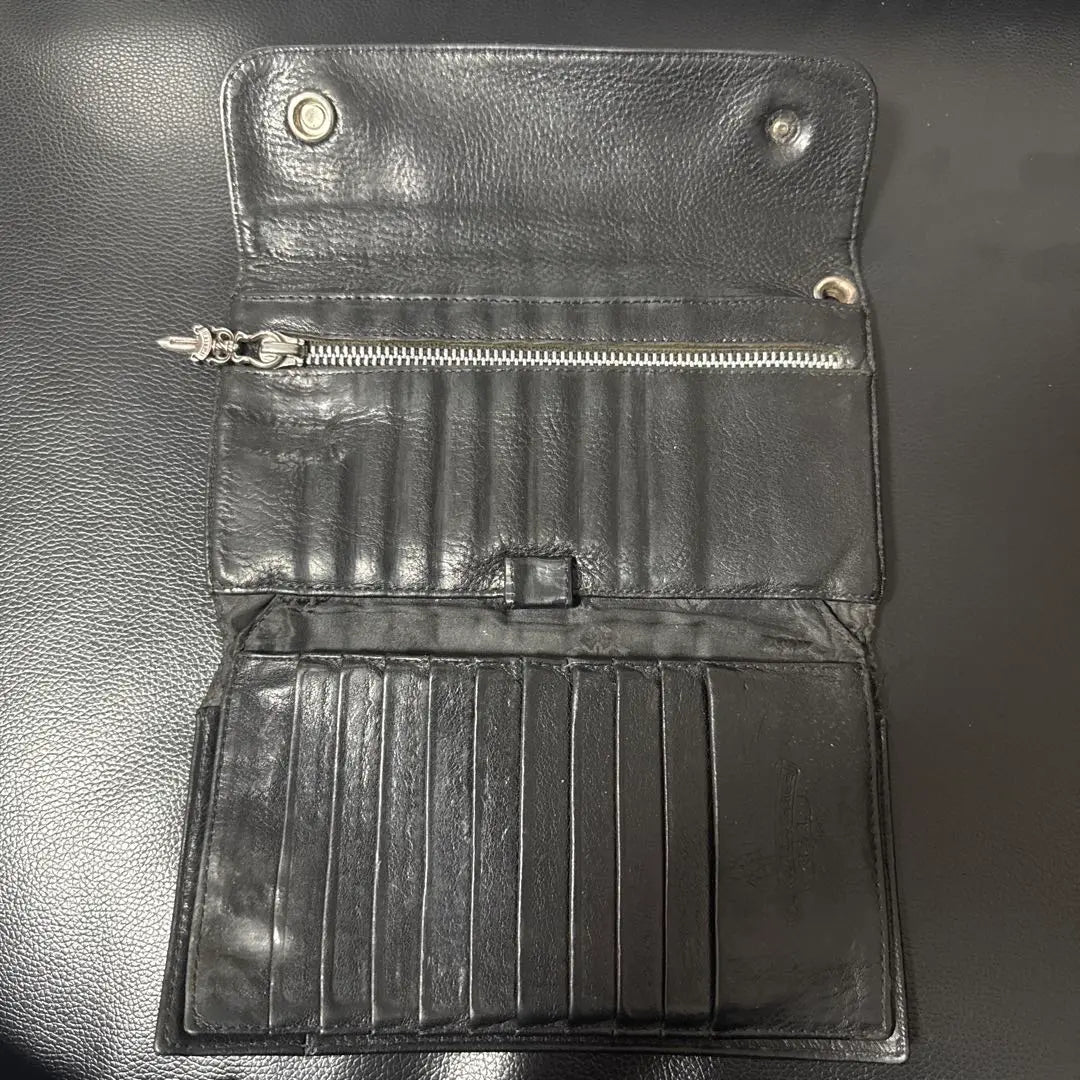 Chrome Hearts Black Leather Wallet