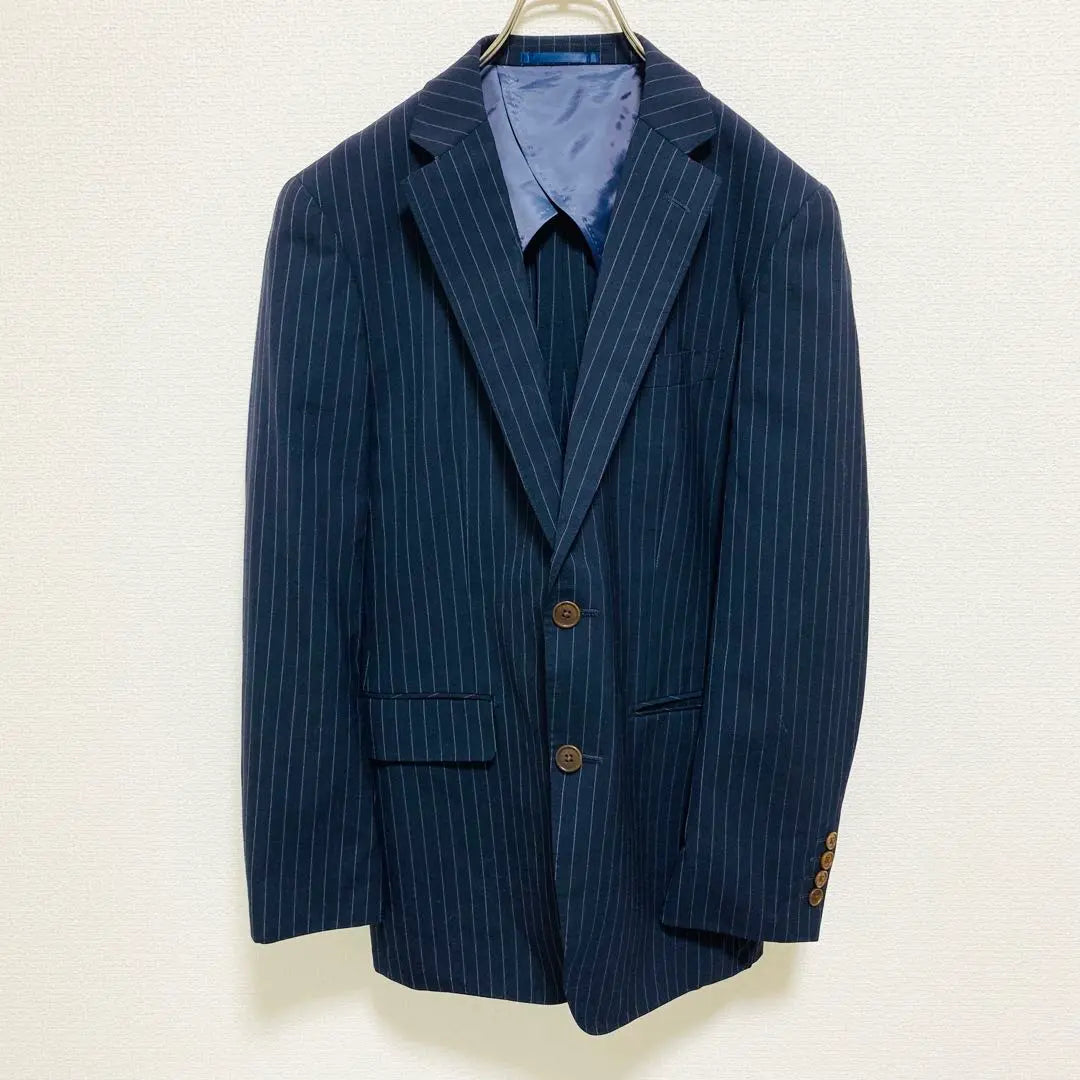 Polobby C.S Striped pattern Single button wool tailored jacket with backrest