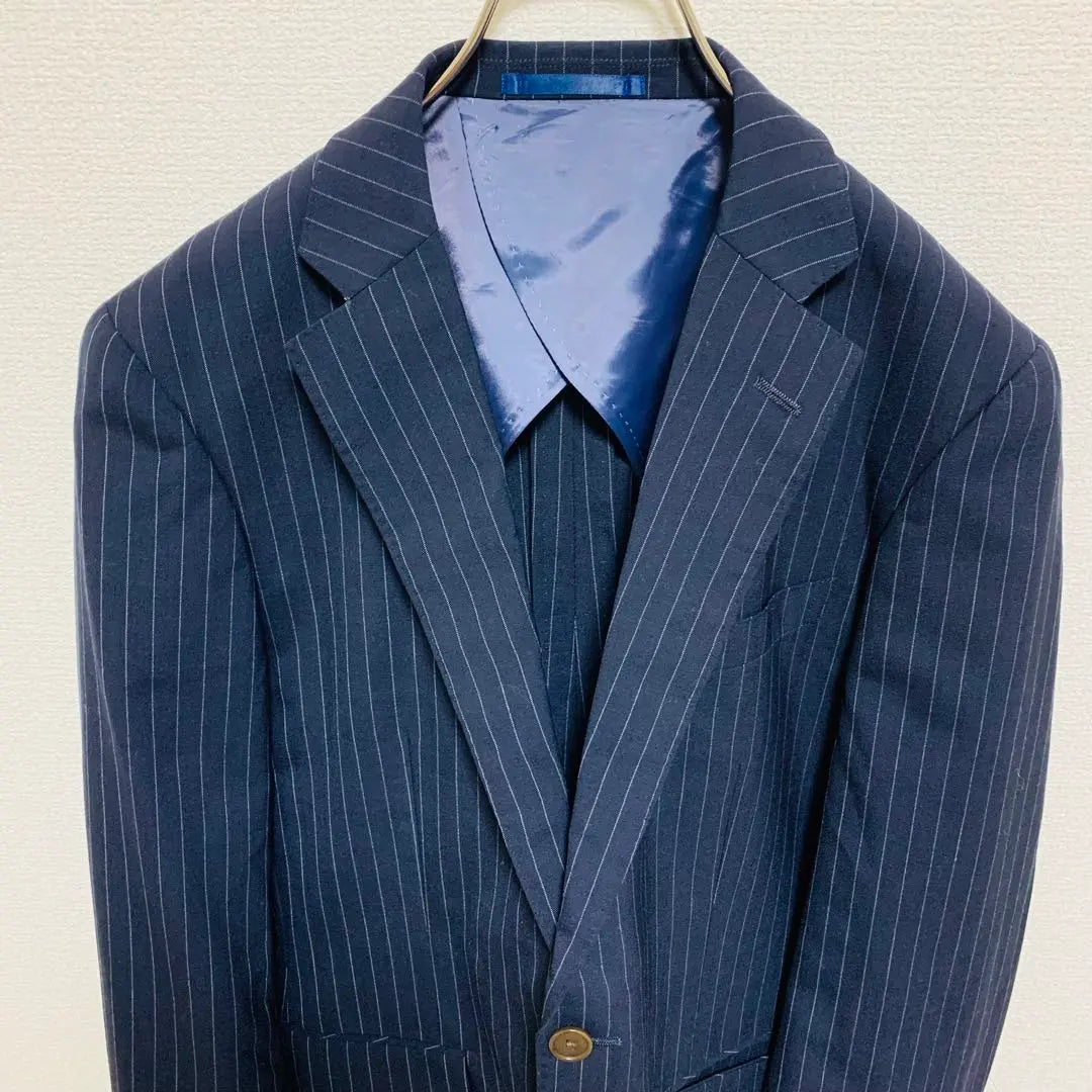 Polobby C.S Striped pattern Single button wool tailored jacket with backrest