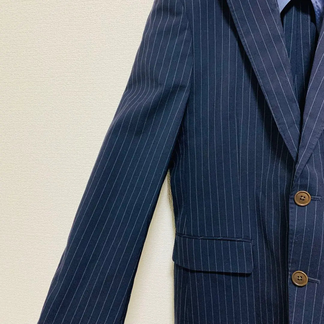 Polobby C.S Striped pattern Single button wool tailored jacket with backrest