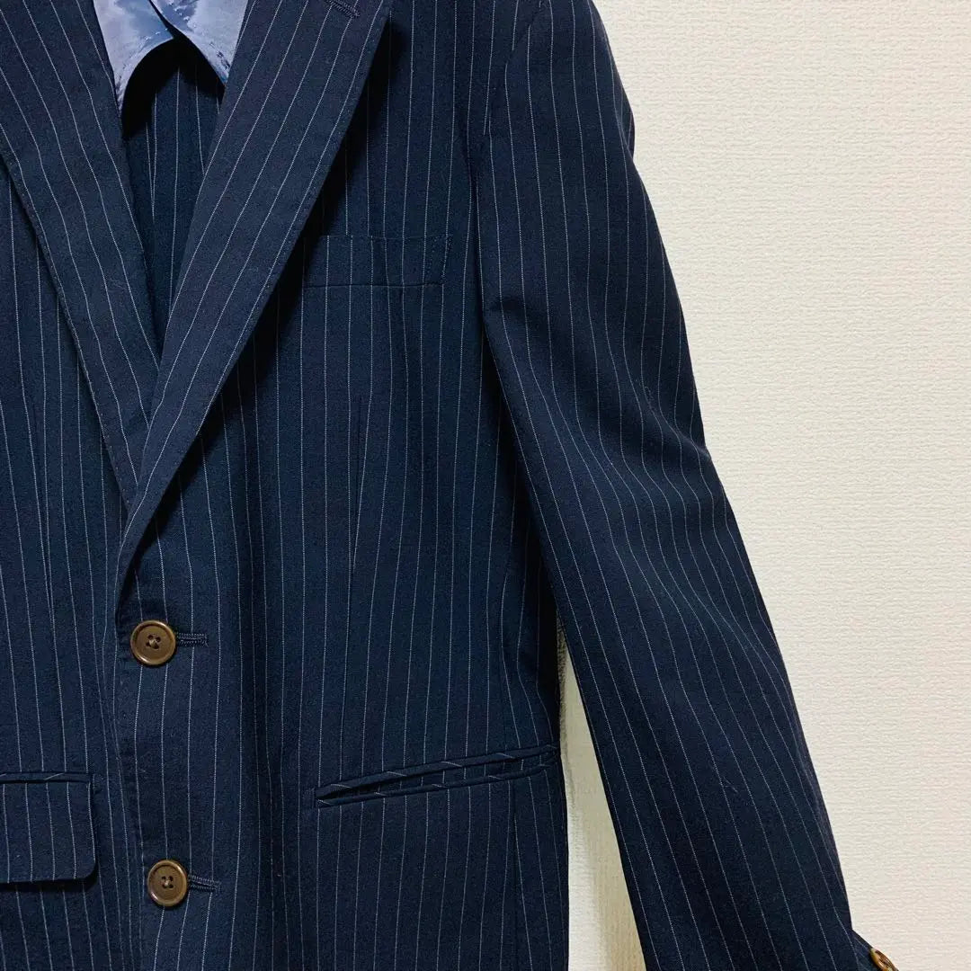 Polobby C.S Striped pattern Single button wool tailored jacket with backrest