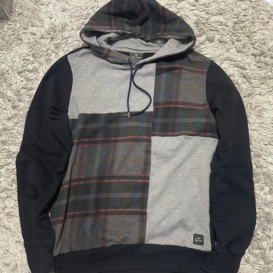 [Good condition] Paul Smith Check Blocking Mixed Hoodie L