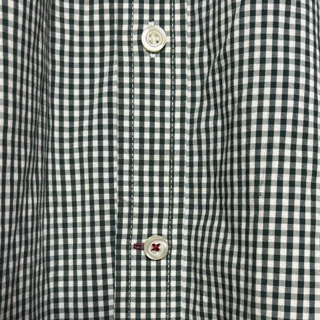 USA vintage clothing IZOD Gingham check shirt Green L Button-down embroidery