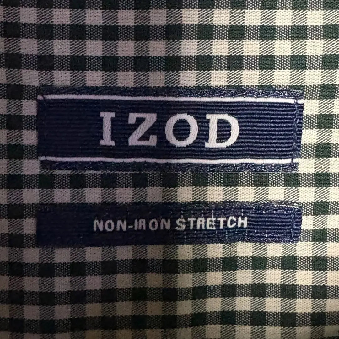 USA vintage clothing IZOD Gingham check shirt Green L Button-down embroidery