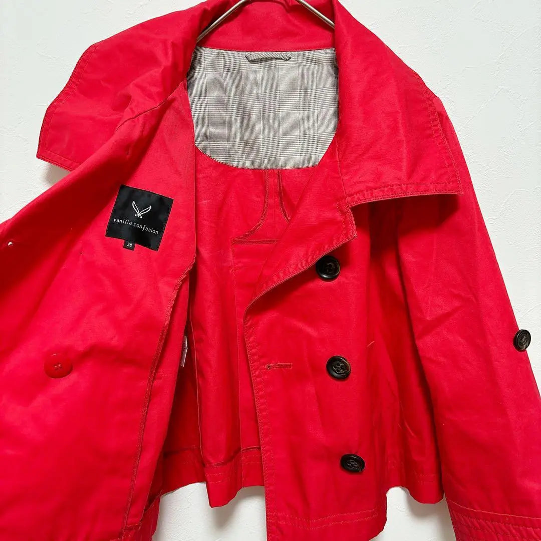 Vanilla Confusion Trench Coat Short Length Double Spring Clothes Red M