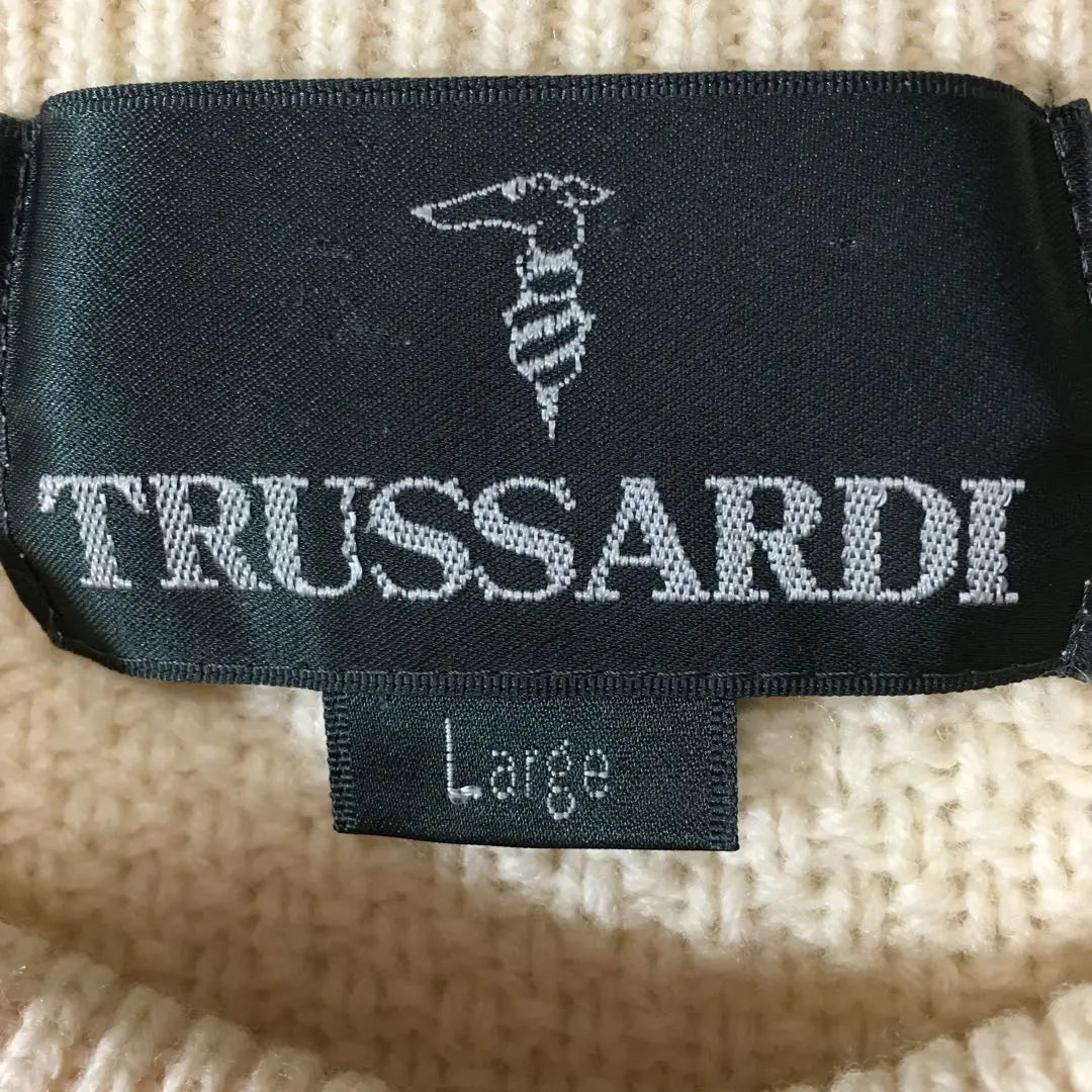 [Used clothing for unique style] Trusaldi Luxurious embroidered knit Ivory sweater Men's L | 【個性派古着】トラサルディ　豪華刺繍入りニット　アイボリーセーター　メンズＬ