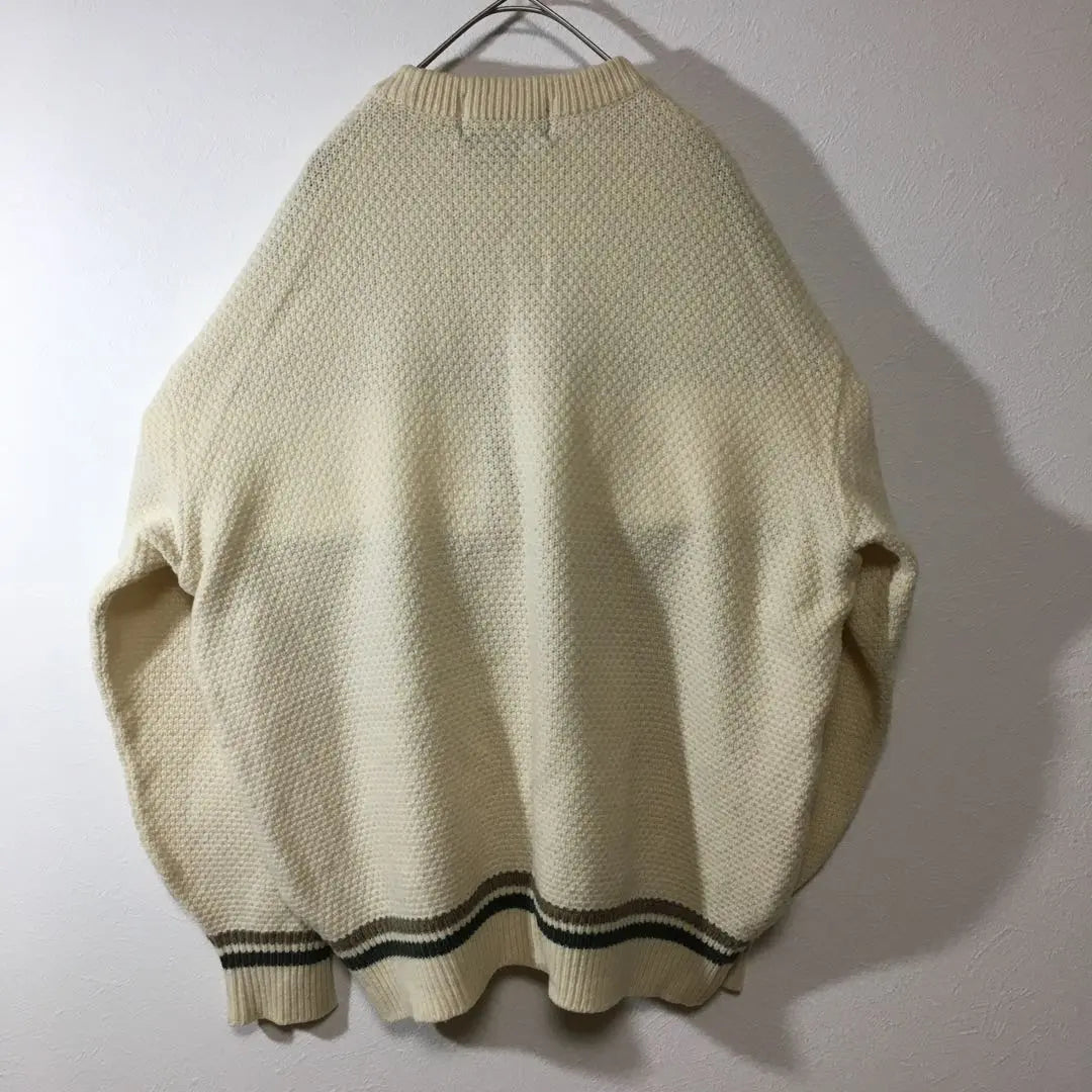 [Used clothing for unique style] Trusaldi Luxurious embroidered knit Ivory sweater Men's L | 【個性派古着】トラサルディ　豪華刺繍入りニット　アイボリーセーター　メンズＬ