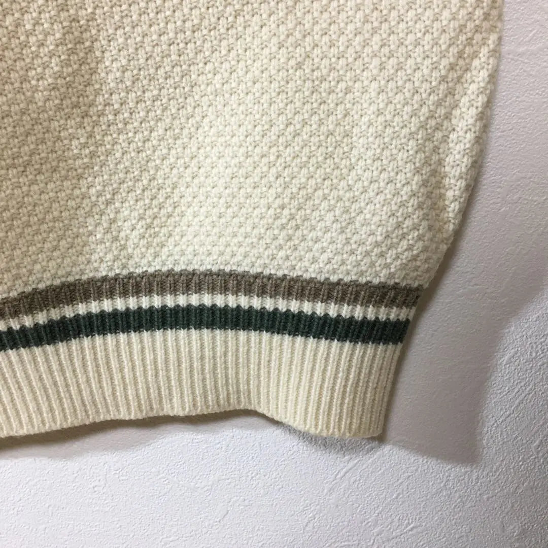 [Used clothing for unique style] Trusaldi Luxurious embroidered knit Ivory sweater Men's L | 【個性派古着】トラサルディ　豪華刺繍入りニット　アイボリーセーター　メンズＬ