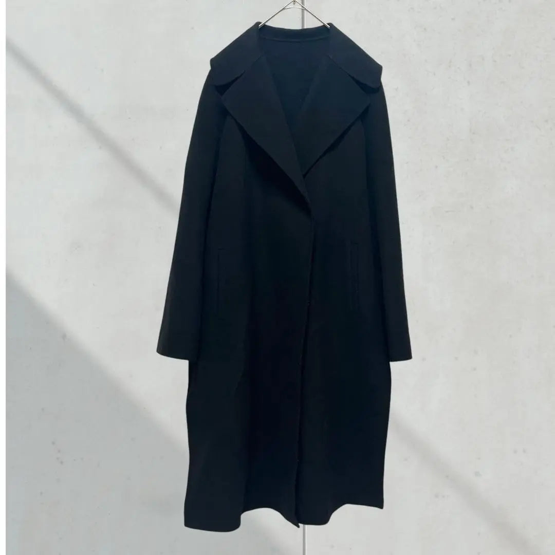 2106 [Zara] Wool long coat with belt Buttonless outerwear Plain