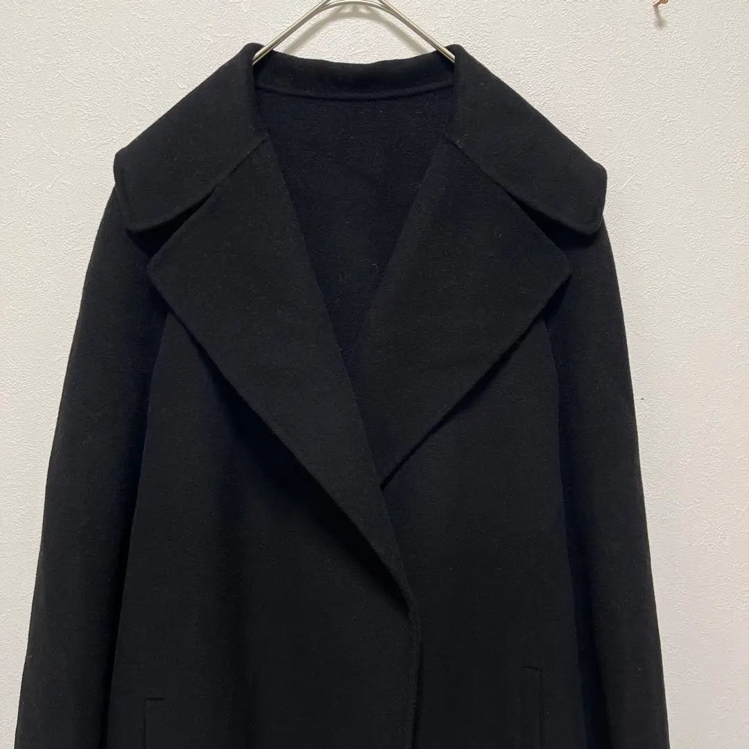 2106 [Zara] Wool long coat with belt Buttonless outerwear Plain