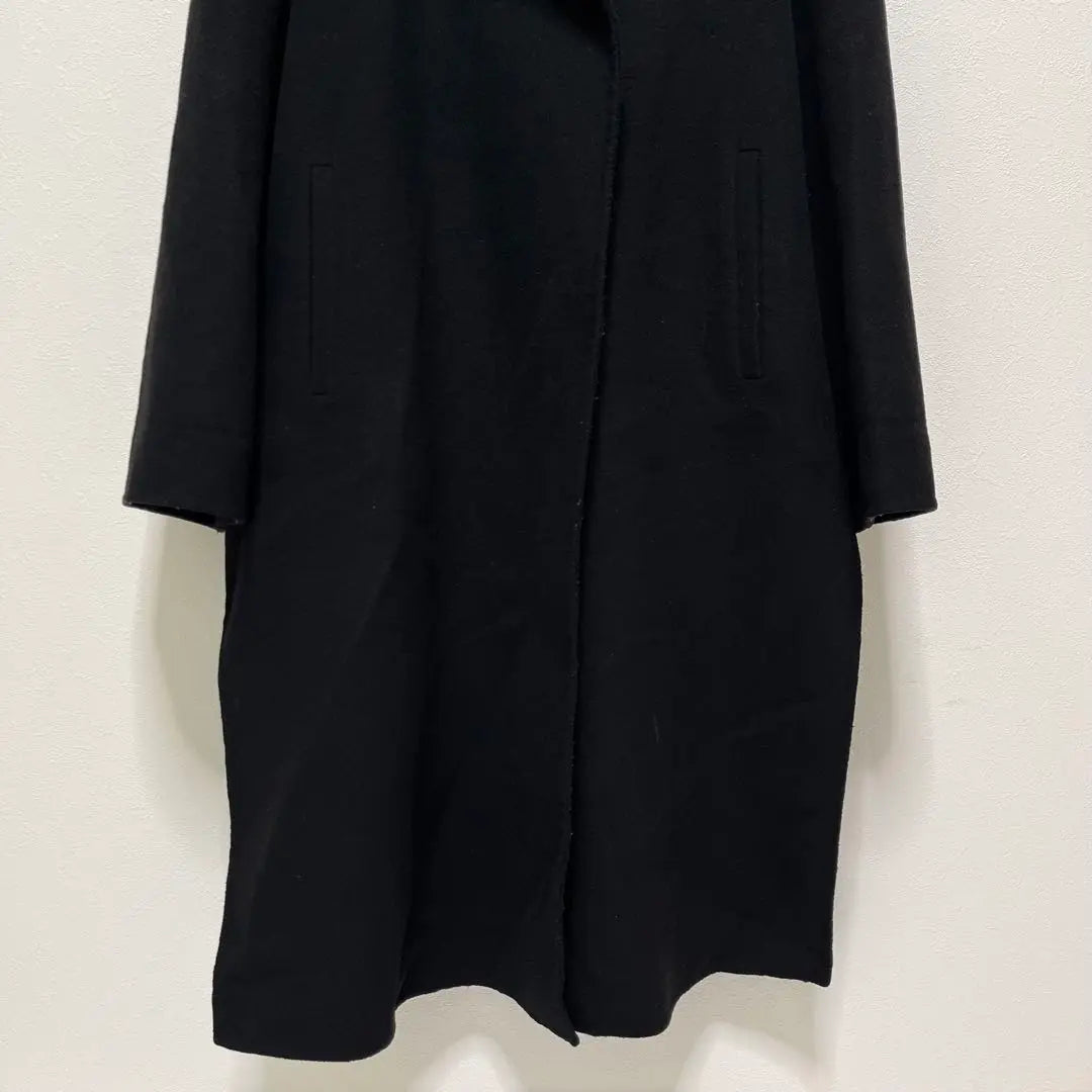 2106 [Zara] Wool long coat with belt Buttonless outerwear Plain