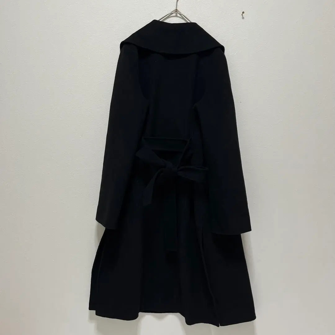 2106 [Zara] Wool long coat with belt Buttonless outerwear Plain