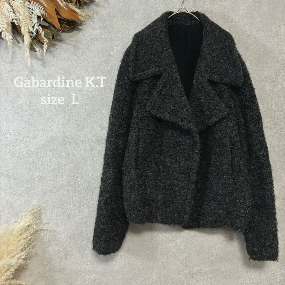 1628 Gabardine Katee Wool Dark Gray Shawl Collar Short Coat