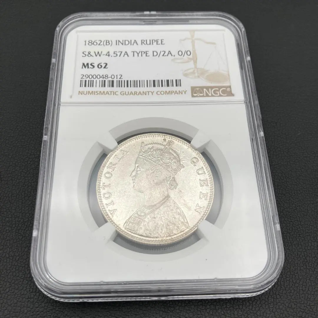 Highly Appraised British India 1862 MS62 Victoria Rupee Silver Coin Wion | 高鑑定 英領インド 1862年 MS62 ヴィクトリア ルピー銀貨 ワイオン