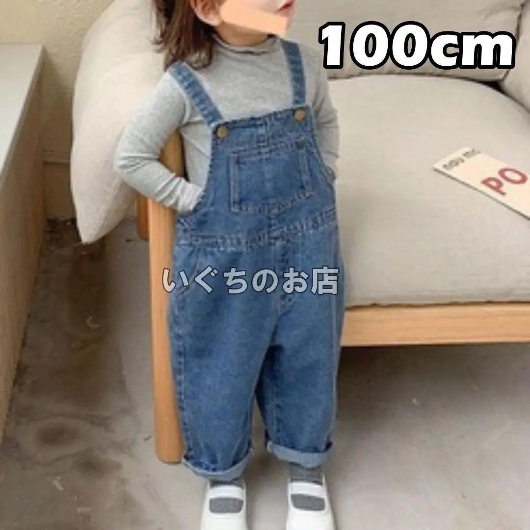 Monos de mezclilla para niños de 100 cm Monos para niños y niñas ajustables | 100㎝ キッズ デニムサロペット オーバーオール 男の子 女の子 調整可能