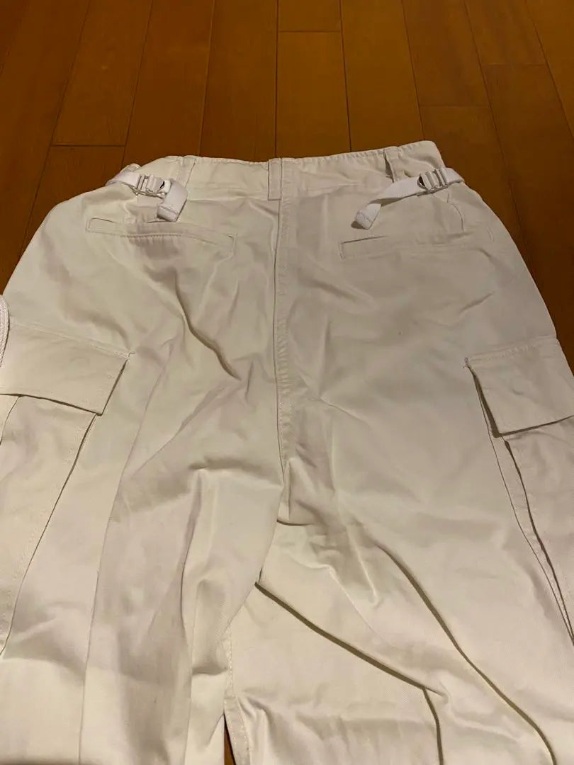 Spring/Summer Belt Cargo Pants Parachute Pants Cotton White