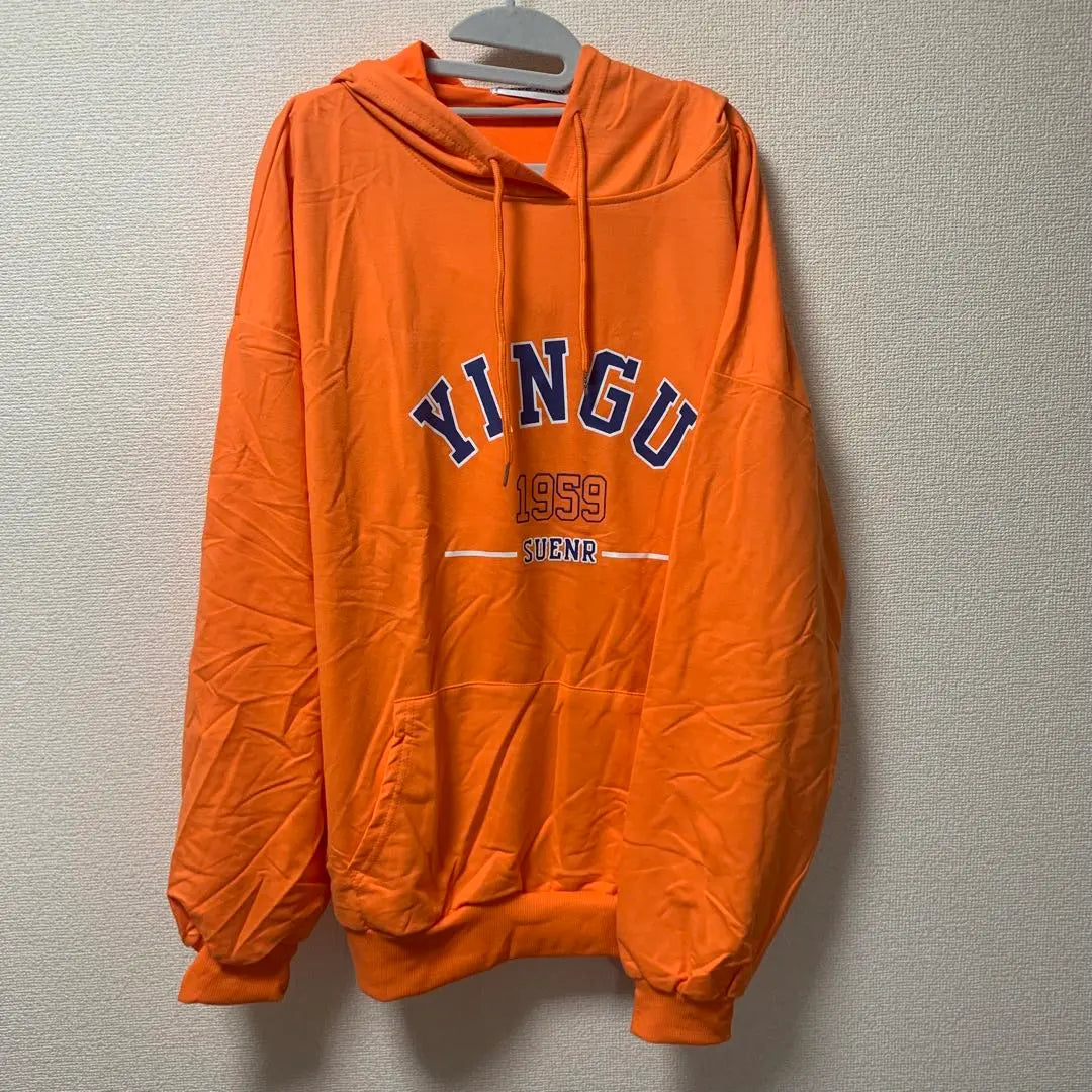 [New and unused] Oversized logo pullover for women, orange