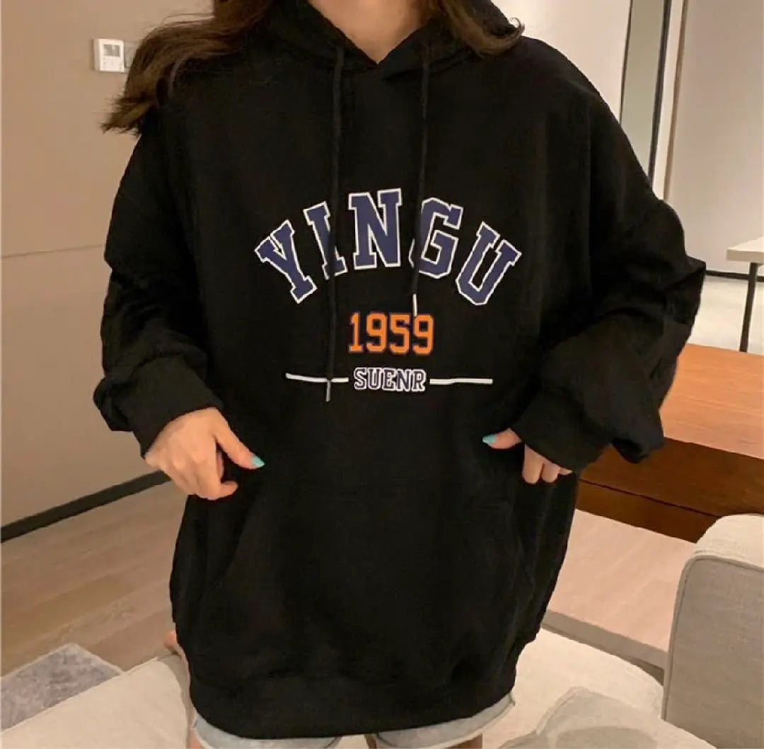 [New and unused] Oversized logo pullover for women, orange