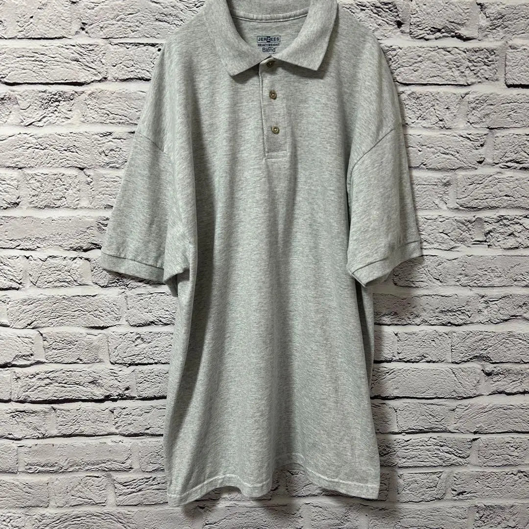 [JERZEES] Short sleeve men's jersey polo shirt white gray vintage clothing